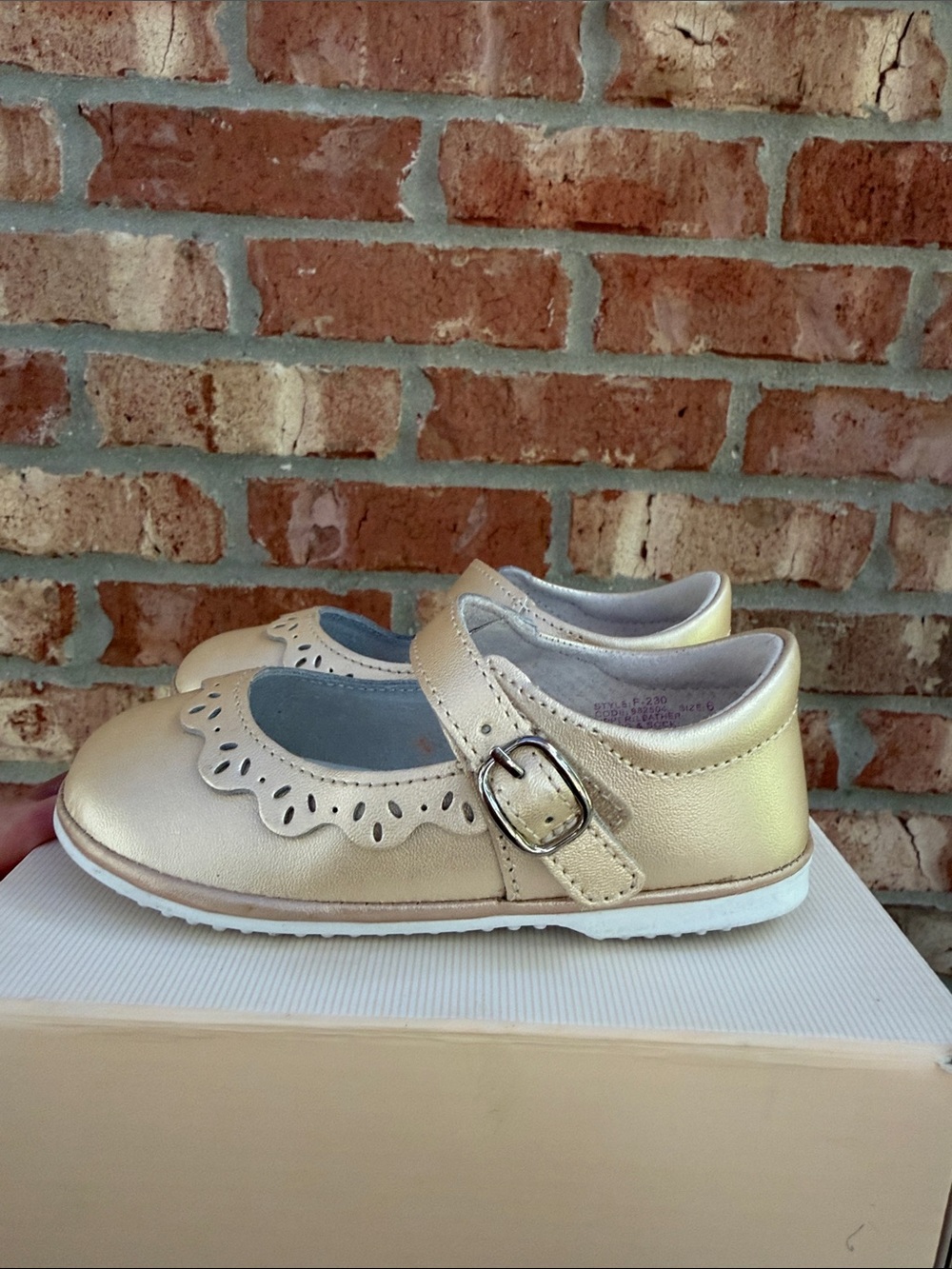 Angel Champagne Metallic Mary Jane Shoes Size 6 With Box